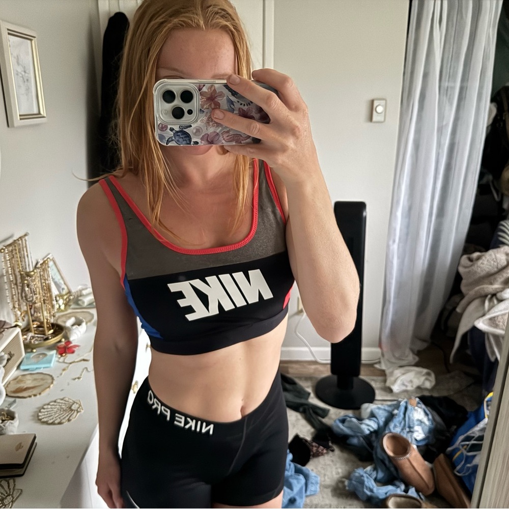 Nike Black and Red Sports Bra Intimates